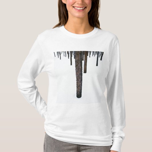 Boomboomstammen in sneeuw t-shirt (Voorkant)