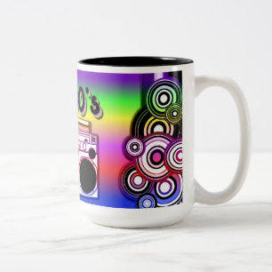 Boombox '80's Retro '80's Coffee-Mok Tweekleurige Koffiemok
