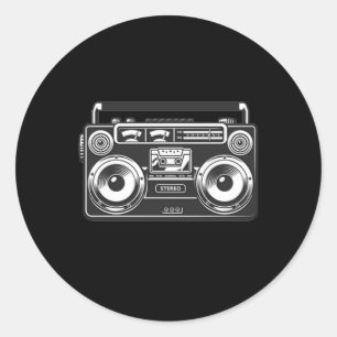 Boombox 80s retro hip hop rap zwart ronde sticker