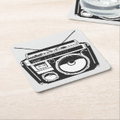Boombox Grey Vierkante Kartonnen Onderzetter (Schuin)