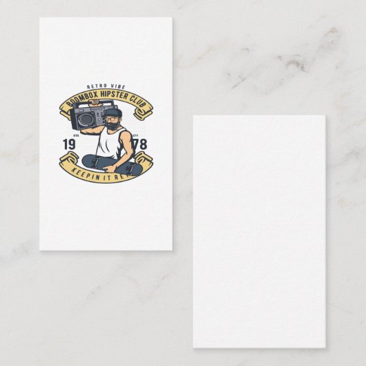 Boombox Hipster Club Visitekaartje (Voorkant / Achterkant)