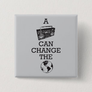 Boombox kan de wereld veranderen vierkante button 5,1 cm