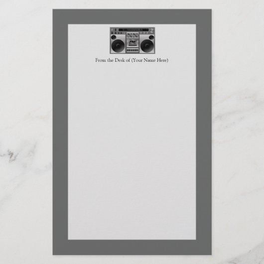 Boombox Radio Grafisch Briefpapier (Voorkant)