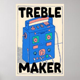 Boombox Retro Poster Treble Maker Muziekmuurschild