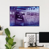 Boomboxer paars blauw poster (Thuiskantoor)