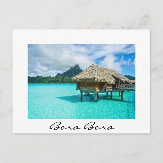 Boombungalow Bora Bora White text briefkaart (Voorkant)
