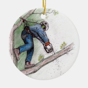 Boomchirurg Arborist Chainzaag Keramisch Ornament