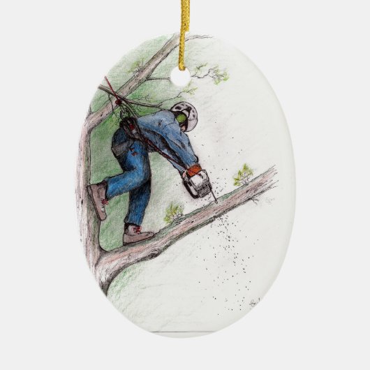Boomchirurg Arborist Lumberjack Keramisch Ornament (Voorkant)