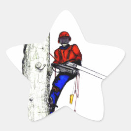 Boomchirurg Arborist op het werk cadeau Chainzaag Ster Sticker