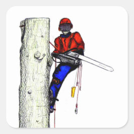 Boomchirurg Arborist op het werk cadeau Chainzaag Vierkante Sticker