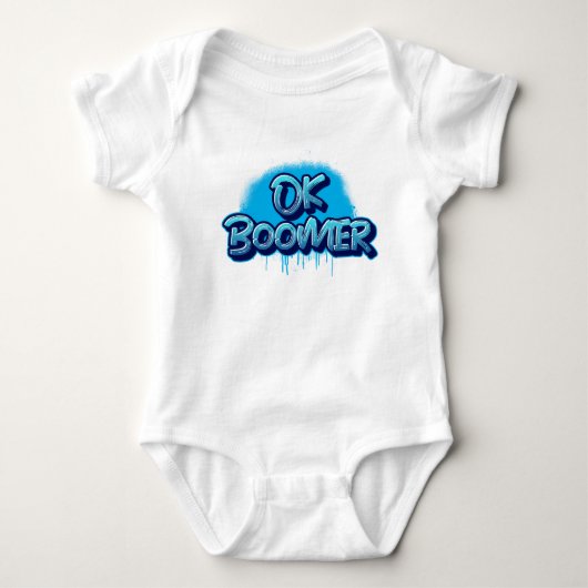 Boomer in blauwe graffiti romper (Voorkant)