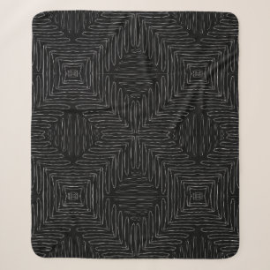 Boomerang Black en White Tribal Sherpa Deken