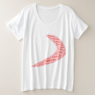 Boomerang Geluk, vriendelijkheid, liefde Grote Maat T-shirt
