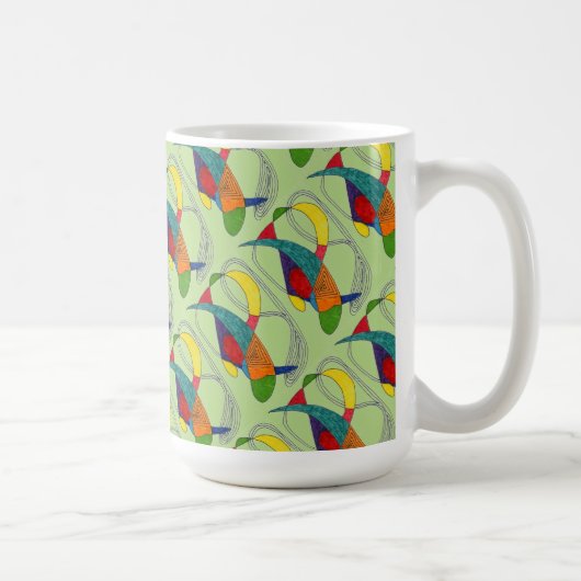 "Boomerangs on Green Tiled" Résumé Conception Mug (Droite)