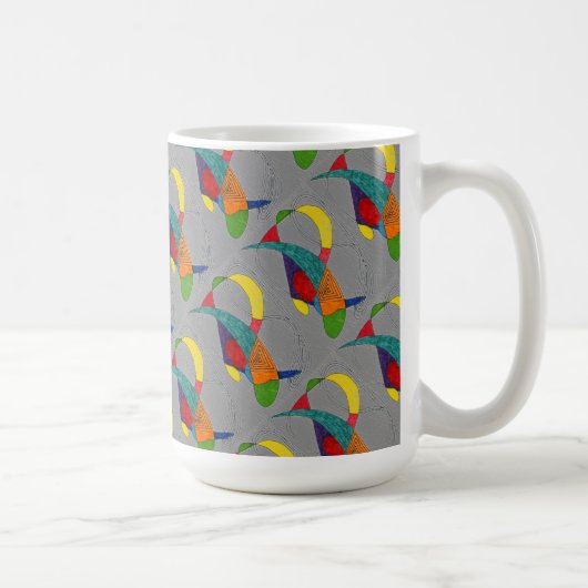 "Boomerangs on Grey Tiled" Abstract Design Mug (Droite)