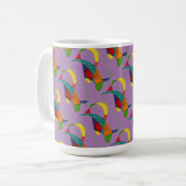 "Boomerangs on Purple Tiled" Abstract Design Mug (Devant gauche)
