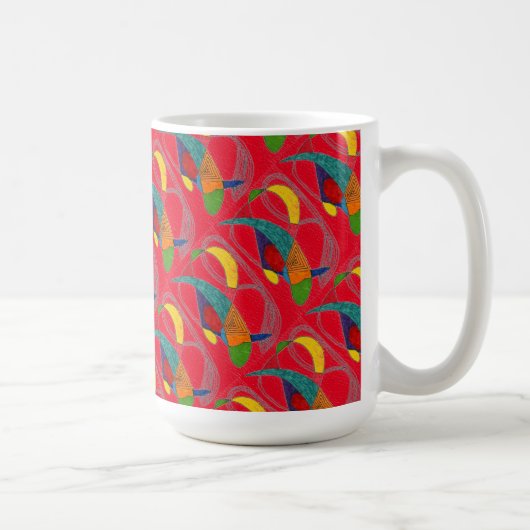 "Boomerangs on Red Tiled" Abstract Design Mug (Droite)