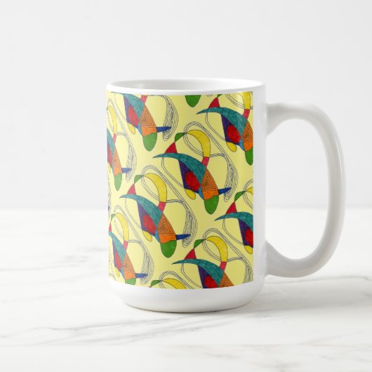 "Boomerangs on Yellow Tiled" Abstract Design Mug (Droite)