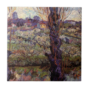 Boomgaard in bloei, Arles door Vincent van Gogh Tegeltje