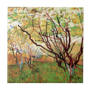 Boomgaard in bloei door Vincent van Gogh Tegeltje