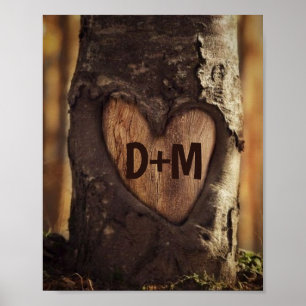 Boomhart met Initialen Poster