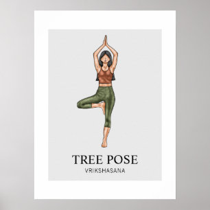 Boomhouding Yoga Rekken Balans Workout Vrouw Poster
