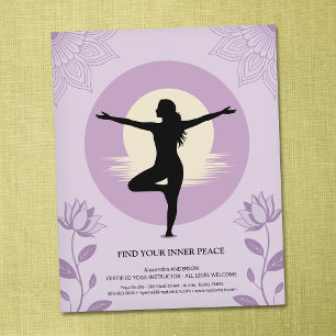 Boomhouding - Yogadocent met Lotusbloemen Flyer