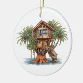 Boomhuis in palmboom keramisch ornament (Links)