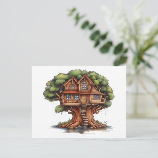 Boomhuis in redwood tree briefkaart (Staand voorkant)