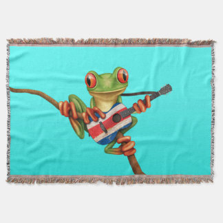 Boomkikker die Costa Rica Flag Guitar Blue Deken