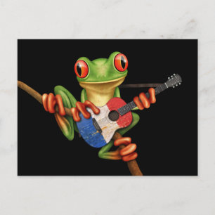 Boomkikker die de Franse vlag Guitar Black speelt Briefkaart