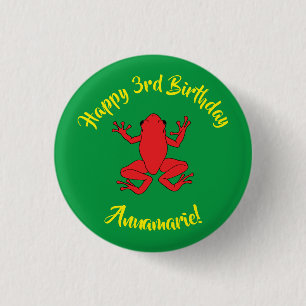 Boomkikkers van de Birthday Cute Ronde Button 3,2 Cm