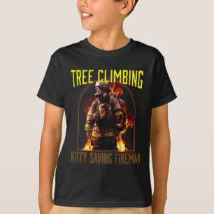 Boomklimmende Kat Redt Brandweerman Brandweer Bran T-shirt
