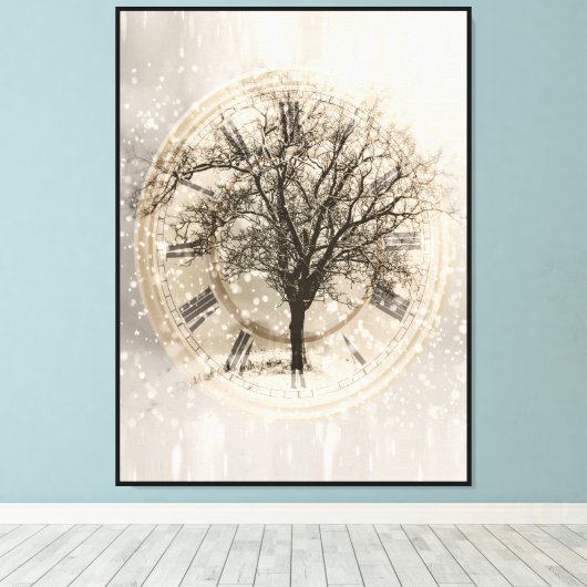 Boomklok Canvas Afdruk (Insitu (Houten vloer))