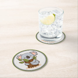 Boomkronkelend beer ronde kartonnen onderzetter