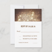 Boomlichten Rustieke Houten Trouw RSVP Kaarten (Voorkant)