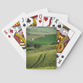 Boomlijnen op het groene Tuscany-pokerdek Speelkaarten