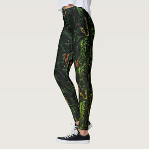 Boomschors onder groen gehammerd glas leggings