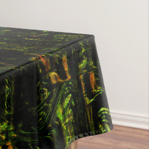 Boomschors onder groen gehammerd glas tafelkleed