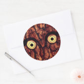 Boomschors uil rustiek bruin schattig ronde sticker (Envelop)
