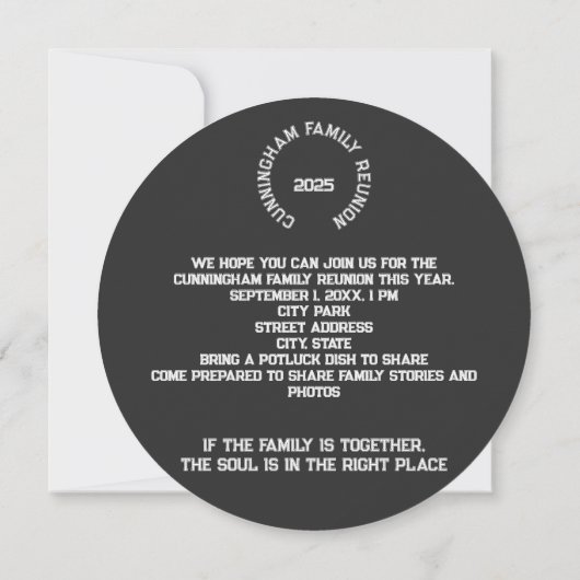 Boomsegment met familiefotocirkels en aanhalingste kaart (Achterkant)