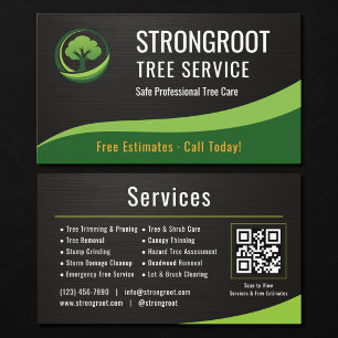 Boomservice-Arborist QR-code Metaalachtig Visitekaartje