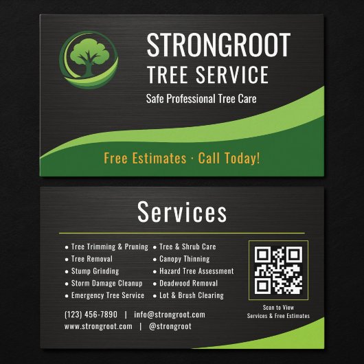 Boomservice-Arborist QR-code Metaalachtig Visitekaartje