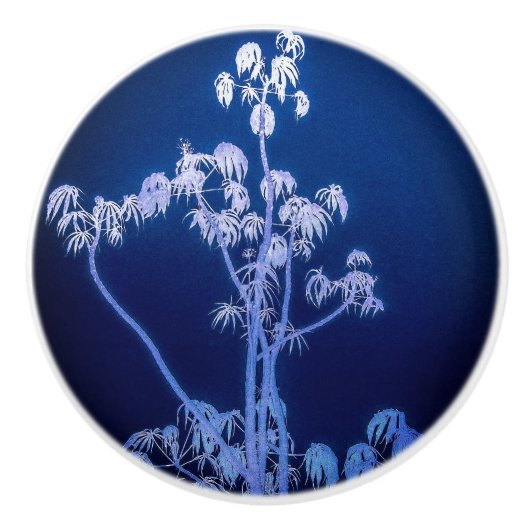 Boomsilhouet in Royal Blues Ceramic Pull Keramische Knop (Voorkant)