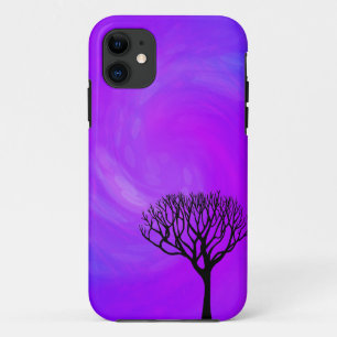 Boomsilhouet (noordelijke lichten) iPhone 11 hoesje