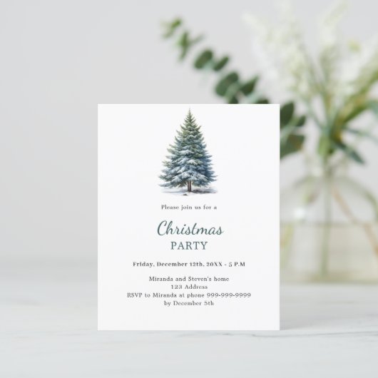 Boomsneeuw QR code Kerstfeest uitnodiging (Staand voorkant)