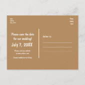 Boomstam + Gesneden Hart Save The Date Postkaart Aankondigingskaart (Achterkant)