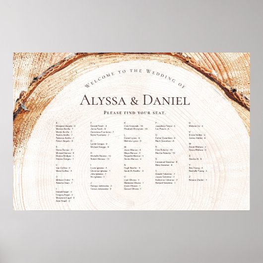 Boomstam Houtnerf Trouw zitplaatskaart Poster (Voorkant)