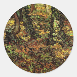 Boomstammen met Klimop door Vincent van Gogh Ronde Sticker