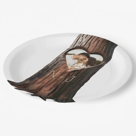 Boomstronk met uitgekapt hart Rustige minimale bru Papieren Bordje (Gekanteld)